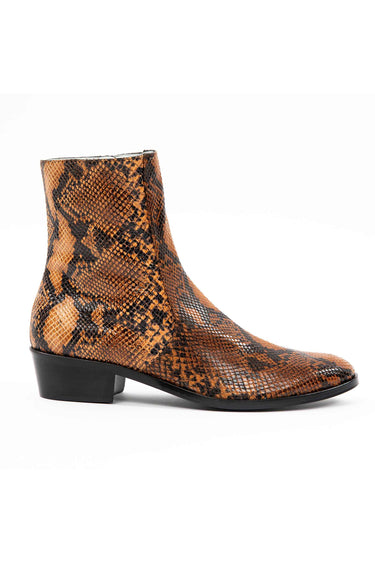 MEN ANGELO CHELSEA 3.5CM BOOT - TAN SNAKESKIN EFFECT