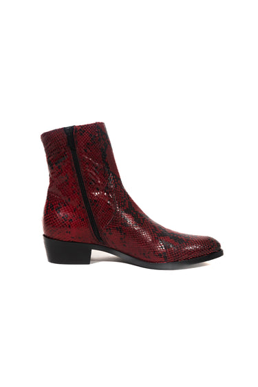 MEN VICIOUS CIRCLES CHELSEA 3.5 CM BOOT - SNAKE PRINT DARK RED ITALIAN LEATHER